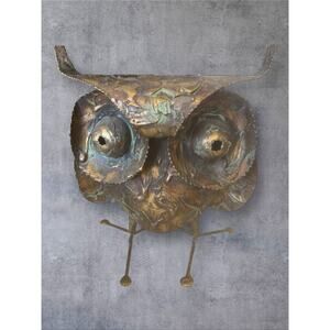 Vintage Curtis Jere Brass Owl Sculpture Brutalist Mid Century Art Large 15in